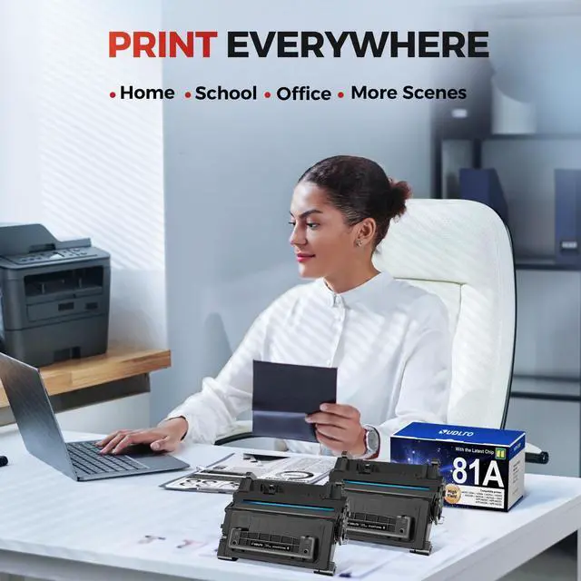 Alt view image 7 of 7 - 81A Toner - CF281A Replacement for HP 81A Black Toner Cartridge CF281A 81X CF281X Compatible with M630, M604dn, M604n, M605dh, M605dn Printer (2 Black)