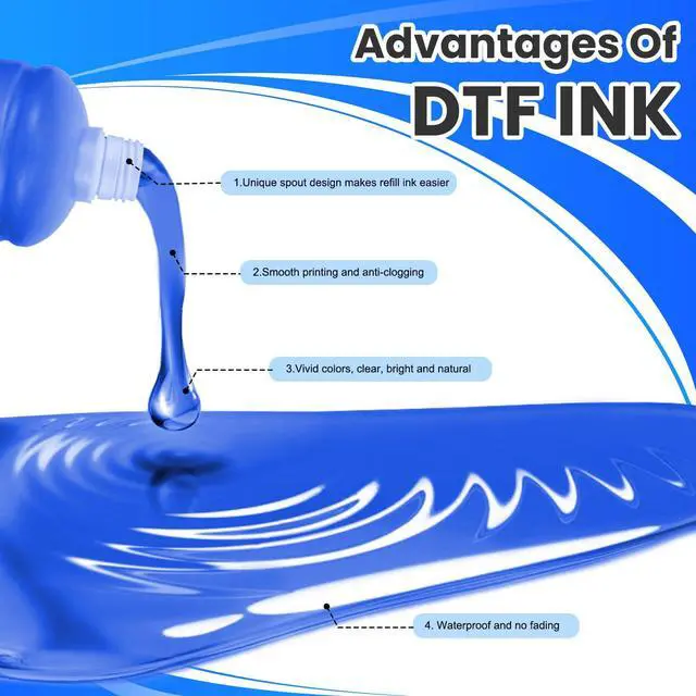 Alt view image 5 of 6 - Premium DTF Ink 500 ml 6-Pack, DTF Heat Transfer Ink Refill ET-8550 | for All DTF Printers L1800 R2400 L800 DX5 DX7 5113 XP600 I3200 (2White, 1Black, 1Cyan, 1Magenta, 1Yellow)