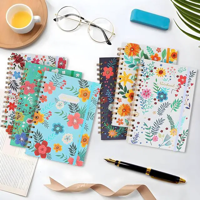 Alt view image 6 of 7 - 12 Pack A5 Spiral Notebook Journal for Women, College Ruled Composition Notebooks Hardcover Spiral Journal, Cute Blooming Floral, Office School Business Supplies, 8.3" x 5.5", 160 Page