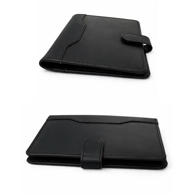 Alt view image 3 of 7 - Leather Junior Padfolio 5x8, Small Bifold Business Portfolio Folder for Men & Women, Compact Legal Pad Holder with Pen Loop, Card Holder with Document Pocket, Interview Organizer (Black)