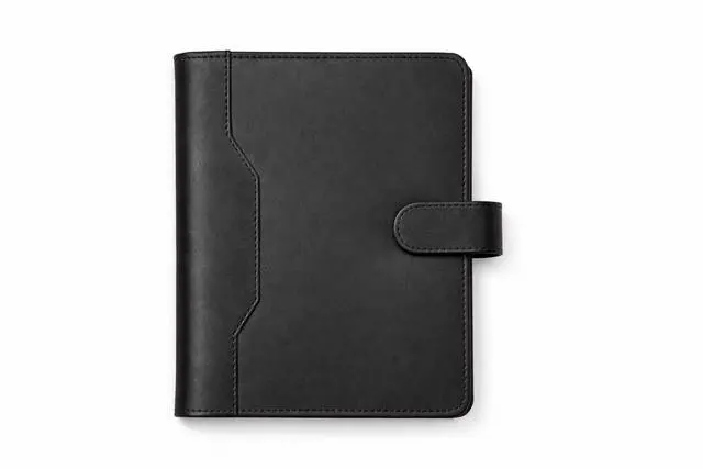 Alt view image 6 of 7 - Leather Junior Padfolio 5x8, Small Bifold Business Portfolio Folder for Men & Women, Compact Legal Pad Holder with Pen Loop, Card Holder with Document Pocket, Interview Organizer (Black)