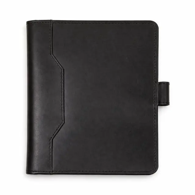 Alt view image 7 of 7 - Leather Junior Padfolio 5x8, Small Bifold Business Portfolio Folder for Men & Women, Compact Legal Pad Holder with Pen Loop, Card Holder with Document Pocket, Interview Organizer (Black)