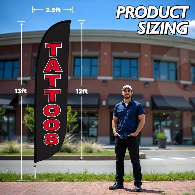 Alt view image 3 of 6 - Feather Flag Pole Kit - 12 Feet Tall Advertising Flag Banner with Fiberglass Pole Kit and Ground Spike for Business Promotion - Business Flags - Tattoos (10M1200310) | Business