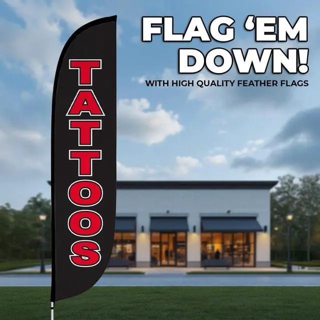 Alt view image 2 of 6 - Feather Flag Pole Kit - 12 Feet Tall Advertising Flag Banner with Fiberglass Pole Kit and Ground Spike for Business Promotion - Business Flags - Tattoos (10M1200310) | Business