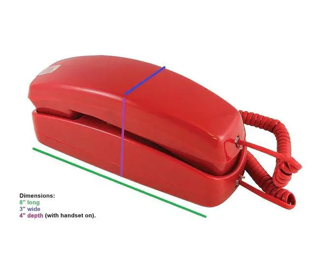 Alt view image 3 of 4 - Trim-Style Emergency (Off-Hook Hotline Dialer) Wall/Desk Phone - Red