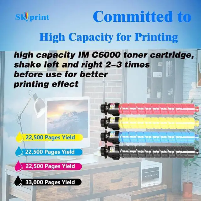 Alt view image 3 of 5 - IM C4500 IM C6000 Toner Cartridge for Ricoh IMC4500 IMC6000 Printer | IMC4500 IMC6000 Toner Cartridges Replacement for Ricoh Lanier Savin IM C4500 IM C6000 Printer Black Cyan Magenta Yellow