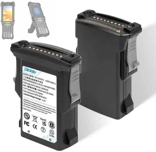 Main image of BT-000370 for Zebra MC93 Scanner Battery Replacement: MC9300 MC930P MC930B MC9400 MC93N0-G MC9401 MC9400-G MC9450 BT-000371 BTRY-MC93-STN-01 BTRY-MC93-FRZ-01 Barcode Scanner 7000mAh(1Pack)