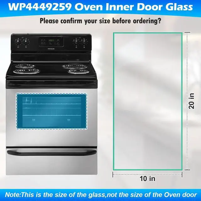 Alt view image 3 of 7 - Upgraded 20"x10" WP4449259 Range Oven Inner Door Glass Compatible with Whirlpool Oven Inner Door Glass 4449259 EAP11742543 AP6009384,for KitchenAid Oven Door Glass KEBC107KSS03 KDRP463LSS08
