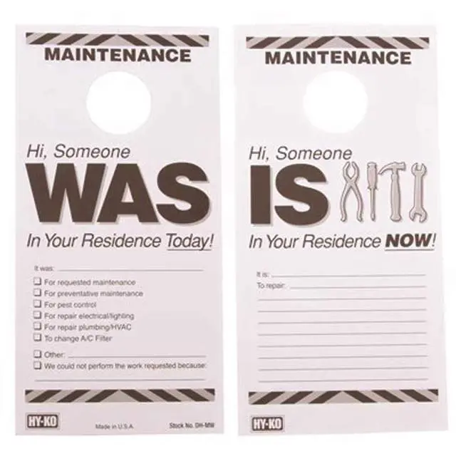 Alt view image 3 of 7 - PRODUCTS DH-MW 7 in. x 3-1/2 in. Paper Reversible Maintenance Door Hang Tag Black Pack of 50