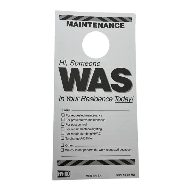 Alt view image 4 of 7 - PRODUCTS DH-MW 7 in. x 3-1/2 in. Paper Reversible Maintenance Door Hang Tag Black Pack of 50