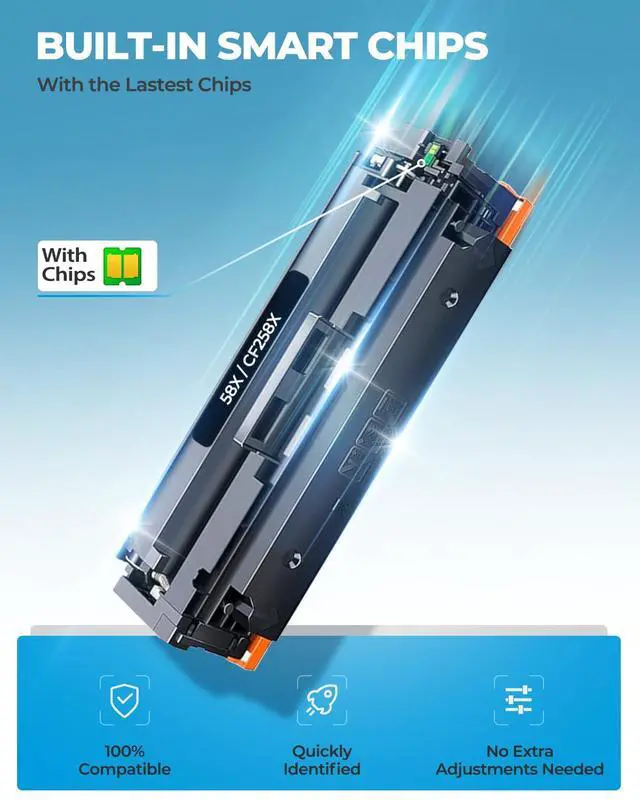 Alt view image 3 of 7 - 58X CF258X Toner Cartridge Black 2 Pack with Chip Compatible for HP 58X | CF258X 58A CF258A 58 Toner Cartridges Replacement for Laserjet MFP M428fdw M428fdn M428dw M404 M428 Pro M404n M404dn M404dw