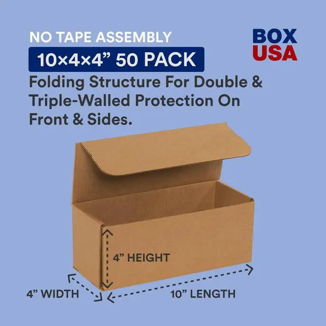 Alt view image 3 of 4 - Shipping Boxes Small 10"L x 4"W x 4"H, 50-Pack | Corrugated Cardboard Box for Packing, Moving and Storage