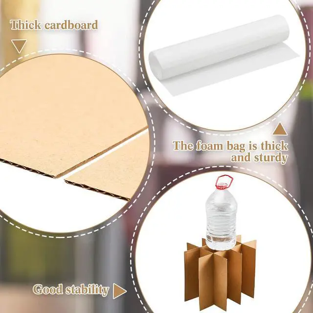Alt view image 3 of 7 - 6 Pack Moving Boxes Kits with 16 x 12 x 12 Inch Moving Boxes, 10 Corrugate Dividers & 24 Foam Pouches for Glassware Shipping, Dish & Kitchen Packing, Adjustable Compartments