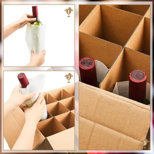 Alt view image 4 of 7 - 6 Pack Moving Boxes Kits with 16 x 12 x 12 Inch Moving Boxes, 10 Corrugate Dividers & 24 Foam Pouches for Glassware Shipping, Dish & Kitchen Packing, Adjustable Compartments