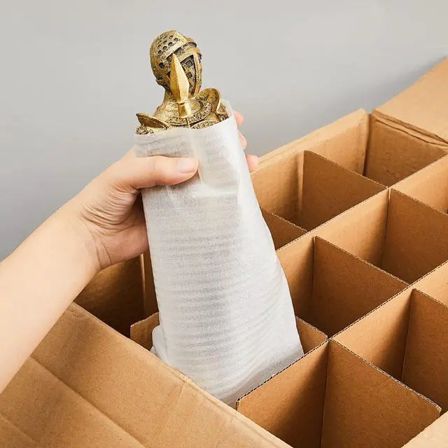 Alt view image 6 of 7 - 6 Pack Moving Boxes Kits with 16 x 12 x 12 Inch Moving Boxes, 10 Corrugate Dividers & 24 Foam Pouches for Glassware Shipping, Dish & Kitchen Packing, Adjustable Compartments