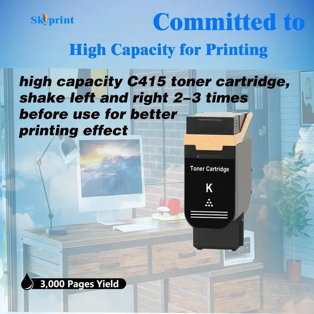 Alt view image 3 of 6 - Versalink C415 C410 Black Toner Cartridge 3,000 Pages Compatible with Xerox 006R04677 Toner use for Xerox Versalink C410 C410DN Versalink C415 C415DN Printer Ink