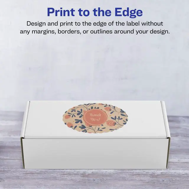 Alt view image 3 of 6 - ® Kraft Brown Oval Scalloped Labels, Sure Feed® Technology, 2" x 3", 800 Kraft Brown Labels, Print-to-The-Edge, Laser/Inkjet Printable