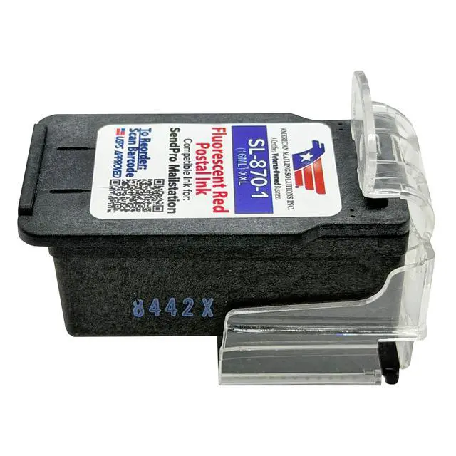 Alt view image 3 of 7 - PB SL-870-1 (2-Pack) Fluorescent Red Ink Cartridge, XXL (16ML) | Replacement for the PB SendPro Mailstation (CSD1) Postage Meter, USPS-Approved, US Supplier