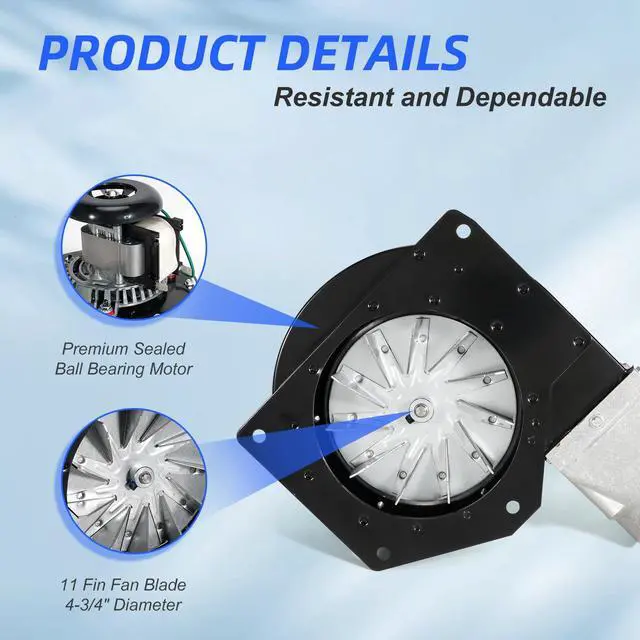 Alt view image 6 of 6 - 80602 Combustion Exhaust Blower Motor Fan Assembly with Housing Compatible with US Stove & USSC Bay Front 5660, Vogelzang VG5770 VG5790, Ashley AP5660L AP5770 AP5710, King 5501S Pellet Stoves