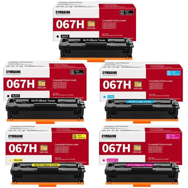 Main image of 5 Pack Set 067H 067 MF656Cdw Toner Cartridge Compatible Replacement for Canon 067H 067 for Canon imageCLASS LBP633Cdw LBP632Cdw MF653Cdw MF654Cdw MF656Cdw Printe2 Black, 1 Cyan, 1 Yellow, 1 Magenta