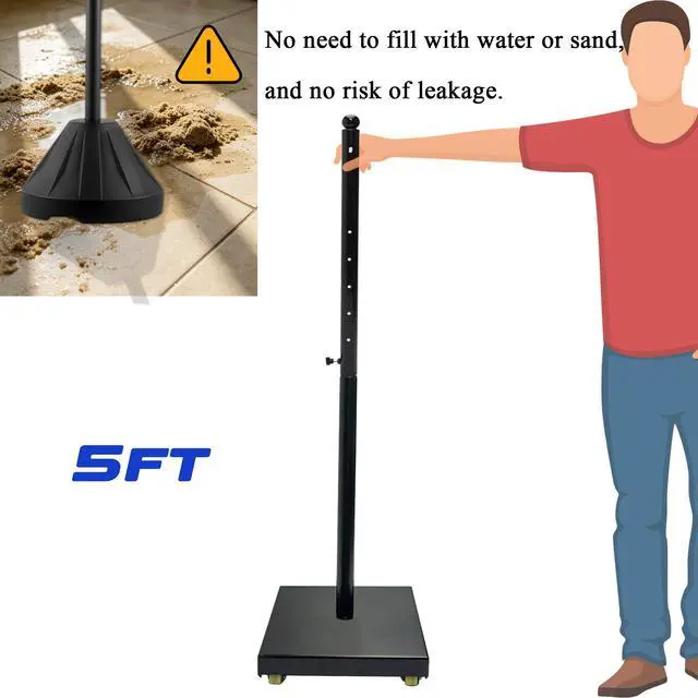 Alt view image 2 of 7 - Portable Sign Post with Wheels, 14" Dia Iron Square Base, 60" Tall, Heavy Duty Pedestal Post Holder for No Parking Street, Handicap Parking, etc. Comes With Base, Bolts and Nuts, Black