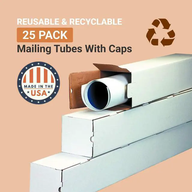 Alt view image 3 of 5 - AVIDITI Long Cardboard Boxes, 30"L x 3"W x 3"H, Pack of 25 | Poster Tube for Mailing and Storage of Blueprints, Artwork, Crafts, Long Art Holder, 30 inches
