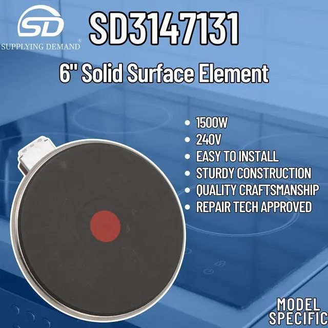 Alt view image 3 of 7 - 3147131 Range Solid Surface Burner 6 Inch - Replaces 0061611, 04000002