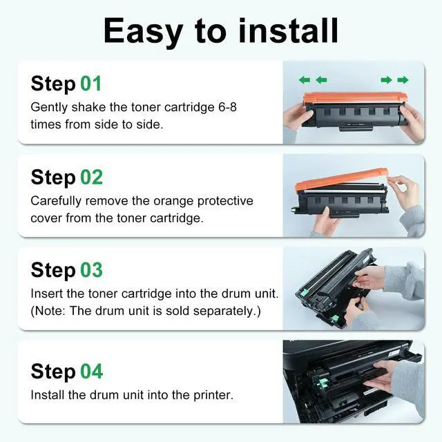Alt view image 6 of 7 - Compatible Toner Cartridges and Drum for Brother TN830XL DR830 with Chip | Replacement for Brother TN830XL TN830 DR830 Use with HL-L2460DW DCP-L2640DW HL-L2405W Printer (2 Toners with chip, 1 Drum)