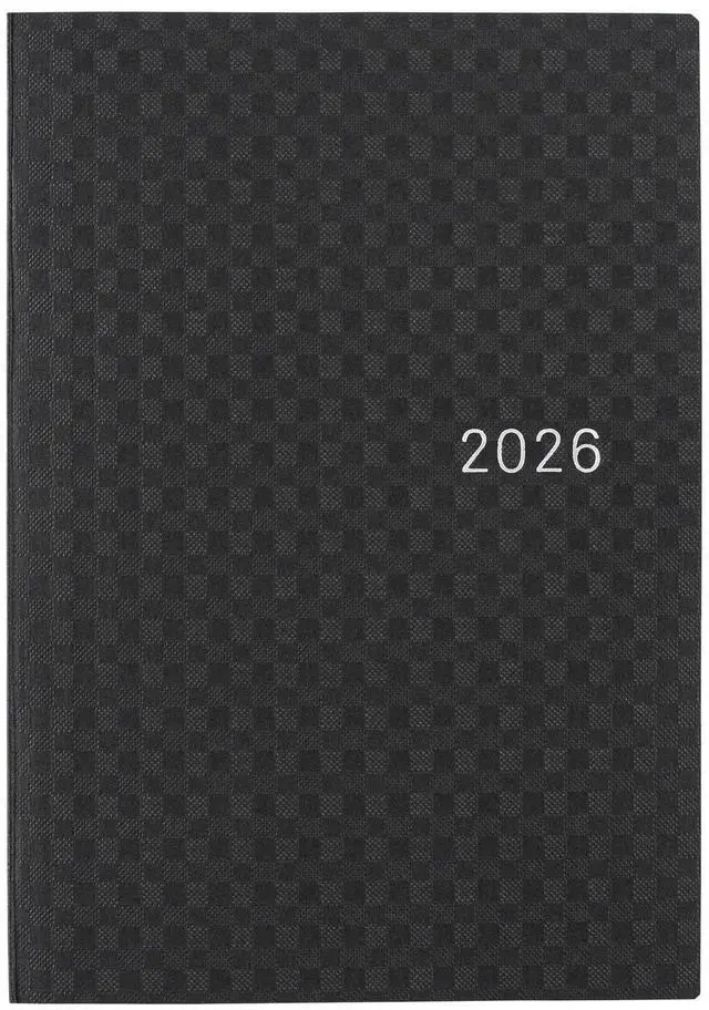 Main image of Hobonichi Techo HON A6 2026 Paper Series: Black Gingham (English, January Start Planner)