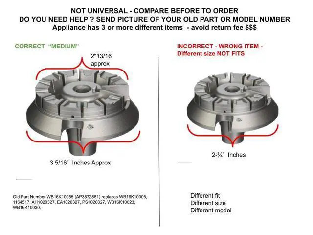 Alt view image 2 of 7 - WB16K10055 Range Stove Medium Surface Burner compatible with GE Profile, Kenmore, WB16K10023, WB16K10030