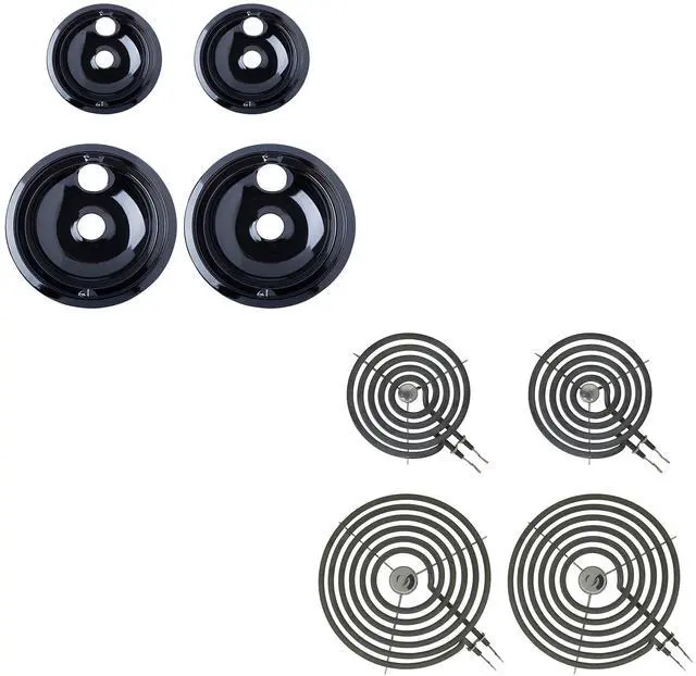 Main image of Bundle WB31M20 and WB31M19 Porcelain Drip Pans and WB30M1 WB30M2 Surface Elements Replacement for GE