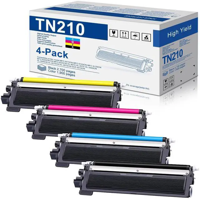 Main image of TN210 Toner Cartridge Set 4 Pack Replacement for Brother TN-210 TN210BK TN210C TN210M TN210Y Work with MFC-9125CN MFC-9325CW HL-3045CN HL-3070CW Printer Toner, TN-210 BK/C/M/Y