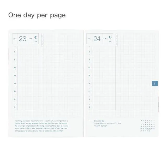 Alt view image 4 of 7 - Hobonichi Techo HON A6 2026 Paper Series: Black Gingham (English, January Start Planner)