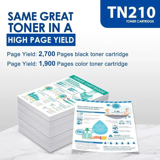 Alt view image 3 of 7 - TN210 Toner Cartridge Set 4 Pack Replacement for Brother TN-210 TN210BK TN210C TN210M TN210Y Work with MFC-9125CN MFC-9325CW HL-3045CN HL-3070CW Printer Toner, TN-210 BK/C/M/Y