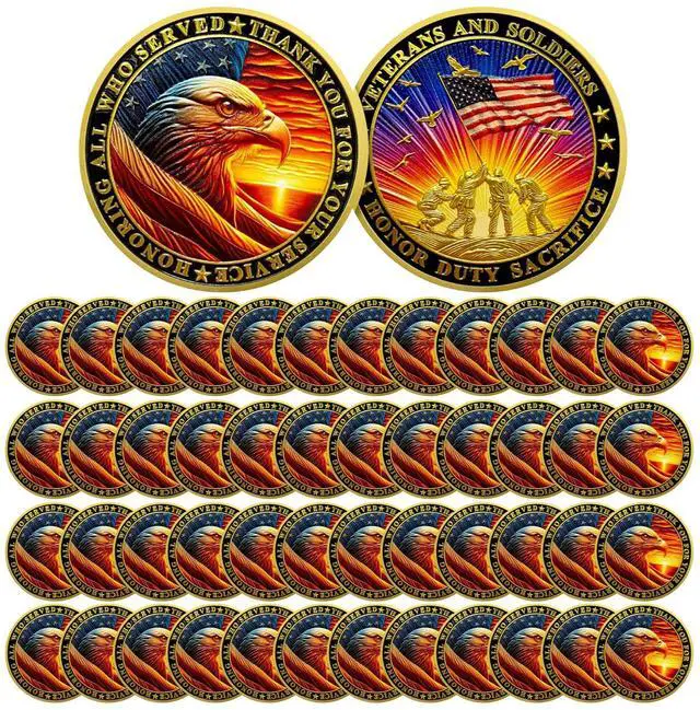 Main image of Bulk 50 Pcs Military Challenge Coins - Thank You for Your Service Delicate Veterans Challenge Coin Military Appreciation Gifts for Men Women Veterans Army