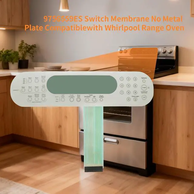Alt view image 5 of 7 - 9756559ES Switch Membrane Compatible with Whirlpool Range Oven WP9756559ES /PS11747180/1066317/AP6013948 - Easy Install for Electric Stove & Oven Control Panel