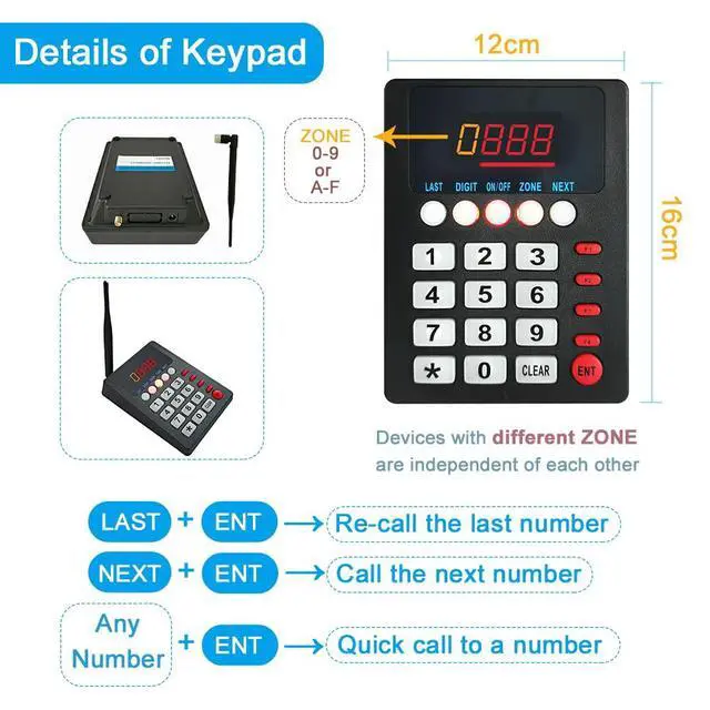 Alt view image 5 of 6 - Wireless Queue Calling System Take a Number System 3-Dight Now Serving Number System with Voice Prompt for Restaurant Hospital Bank Waiting Line Management (1 Keypad + 1 Display)