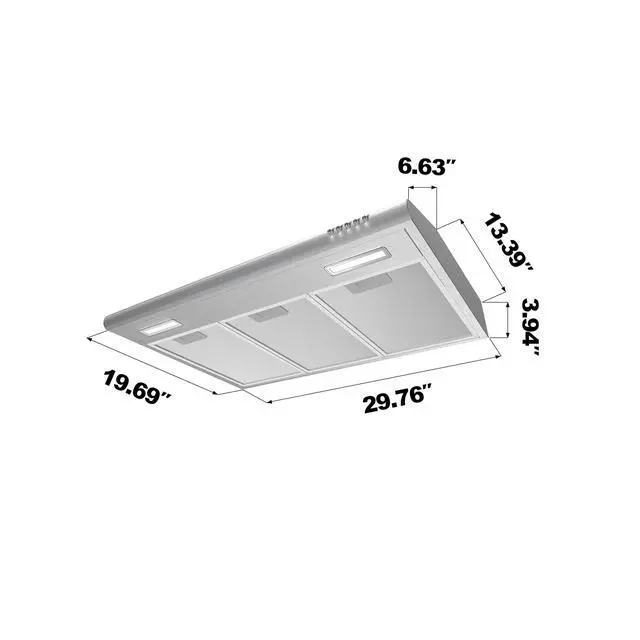 Alt view image 7 of 7 - Under Cabinet Range Hood 30 inch Vent Hood for Kitchen with 3 Speed Exhaust Fan, Ducted and Ductless Convertible, Stainless Steel