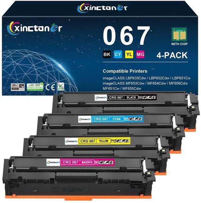 Main image of 067 Toner Cartridge Set 4 Pack for MF656Cdw MF654Cdw MF652Cw | Replacement for Canon 067 Toner for Color ImageClass MF654Cdw MF656Cdw LBP632Cdw MF652Cw Printer, Black Cyan Yellow Magenta