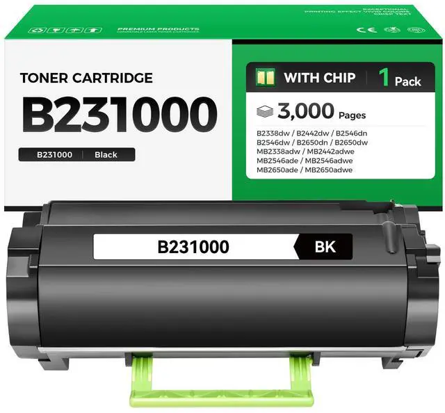 Main image of B231000 Toner Cartridge High Yield Black with Chip Replacement for Lexmark B231000 Toner Compatible for Lexmark B2338 B2442 B2546 B2650 MB2338 MB2442 MB2546 MB2650 Laser Printer Ink dw dn adw adwe ade