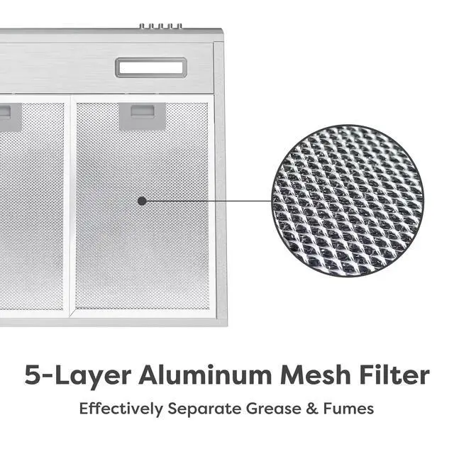 Alt view image 6 of 7 - Under Cabinet Range Hood 30 inch Vent Hood for Kitchen with 3 Speed Exhaust Fan, Ducted and Ductless Convertible, Stainless Steel