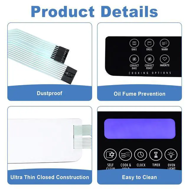 Alt view image 4 of 7 - WPW10207933 Membrane Switch Touch Pad, Compatible With Whirlpool Range Oven | Replaces W10207933, AP6017098, 1547595, GW399LXUS0, PS11750393, AH2355397, EA2355397 Range Swtch Memb