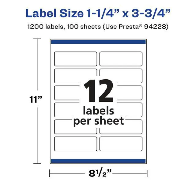 Alt view image 5 of 7 - ® Matte White Rectangle Labels, Sure Feed® Technology, 1.25" x 3.75", 1,200 Matte White Printable Labels