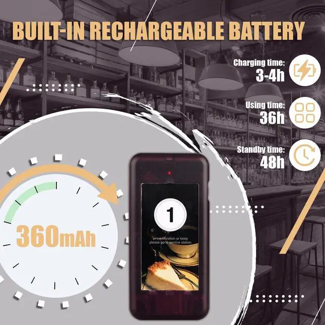 Alt view image 4 of 7 - T112 Buzzers for Restaurant, Queue Calling System, 20 Pagers | for Food Truck, Bars, Clubs, 1640ft Long Range, 48 Hours Long Service Time, 3 reminder modes, One-Key Mute
