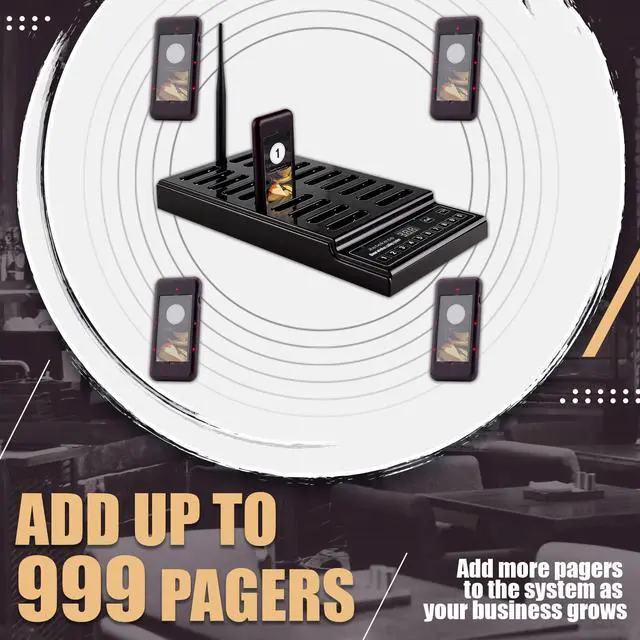 Alt view image 6 of 7 - T112 Buzzers for Restaurant, Queue Calling System, 20 Pagers | for Food Truck, Bars, Clubs, 1640ft Long Range, 48 Hours Long Service Time, 3 reminder modes, One-Key Mute