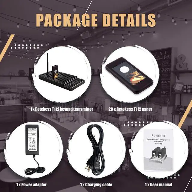 Alt view image 7 of 7 - T112 Buzzers for Restaurant, Queue Calling System, 20 Pagers | for Food Truck, Bars, Clubs, 1640ft Long Range, 48 Hours Long Service Time, 3 reminder modes, One-Key Mute