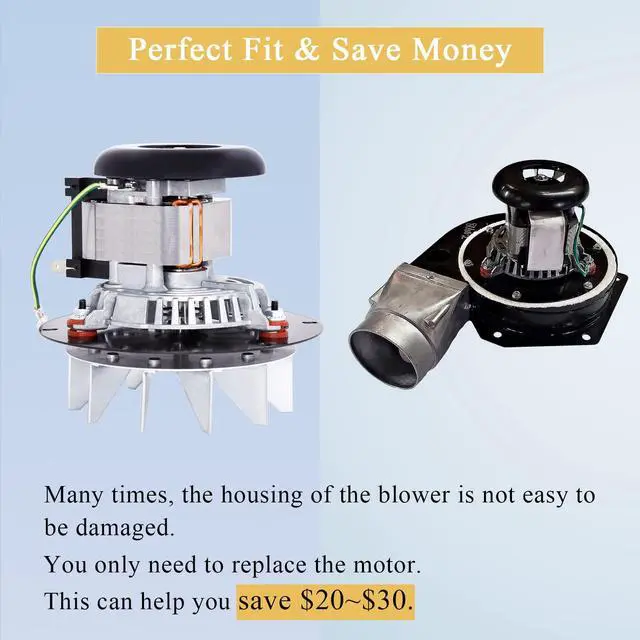 Alt view image 7 of 7 - Replacement 80602 Exhaust Blower Motor for Vogelzang VG5790, VG5770 Pellet Stoves, US Stove & USSC AP5660L, 5501S, Bay Front 5660, Ashley AP5710 Models. (Without Housing)