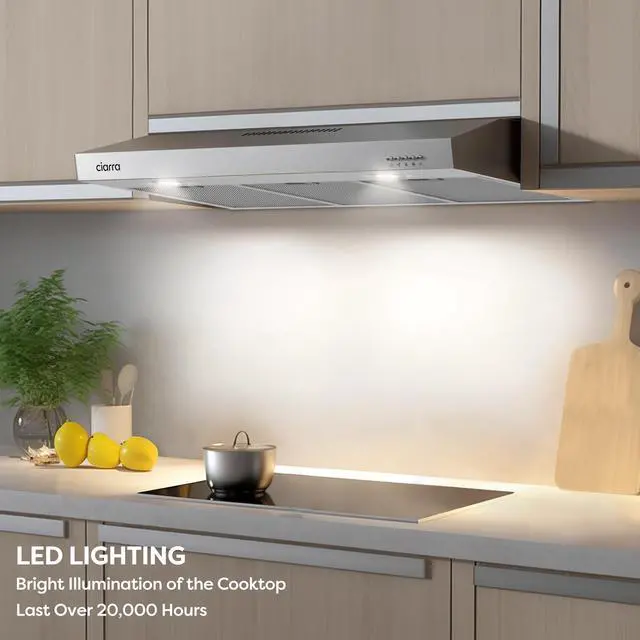 Alt view image 3 of 7 - Under Cabinet Range Hood 30 inch Ductless Convertible Duct, Stove Vent Hood for Kitchen with 3-Speed Exhaust Fan in Stainless Steel
