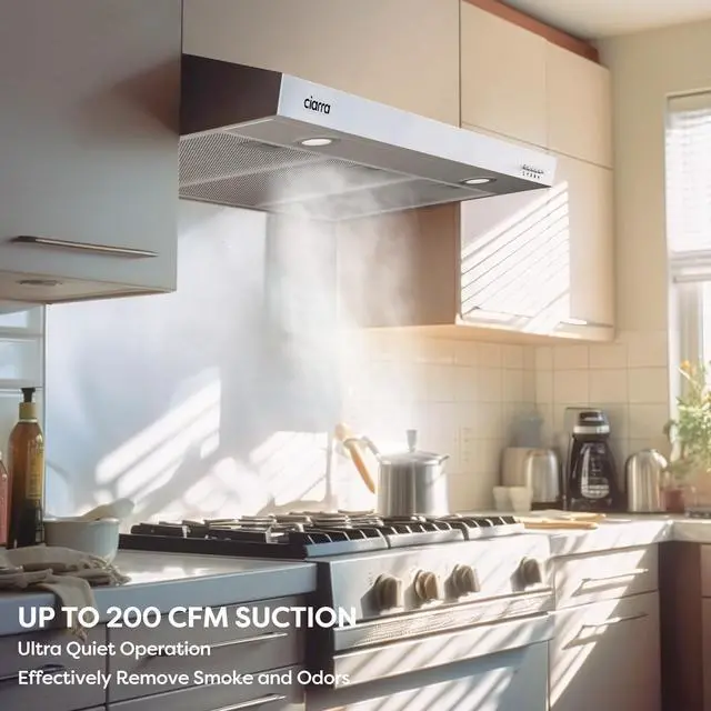 Alt view image 4 of 7 - Under Cabinet Range Hood 30 inch Ductless Convertible Duct, Stove Vent Hood for Kitchen with 3-Speed Exhaust Fan in Stainless Steel
