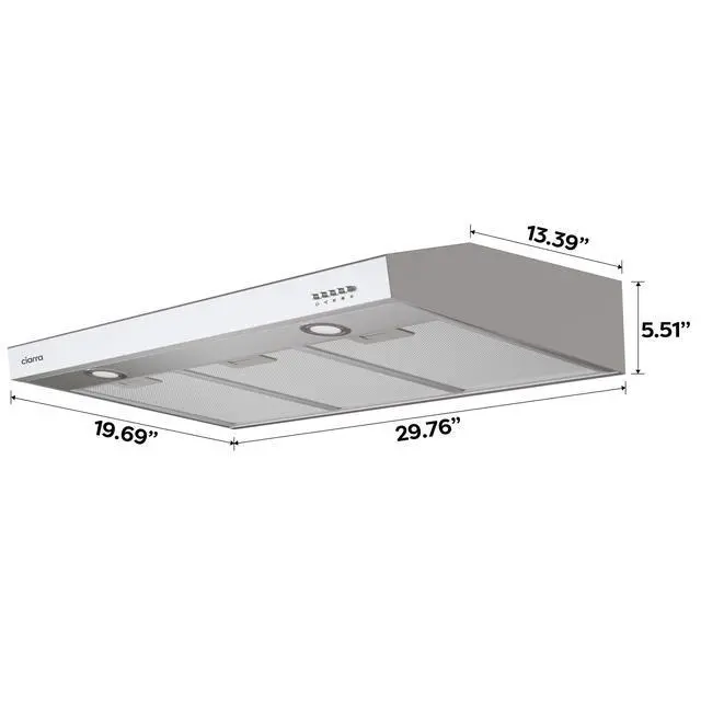 Alt view image 2 of 7 - Under Cabinet Range Hood 30 inch Ductless Convertible Duct, Stove Vent Hood for Kitchen with 3-Speed Exhaust Fan in Stainless Steel